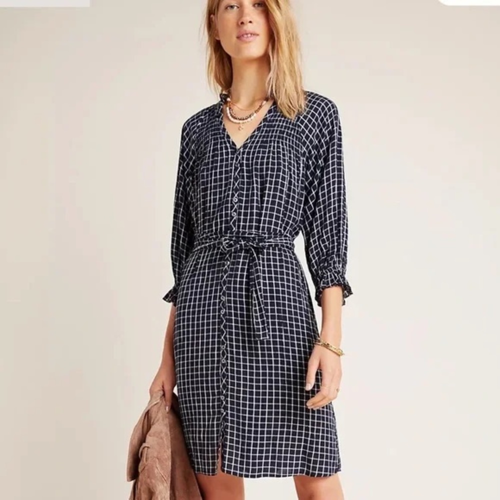 Anthropologie plaid long sleeve dress